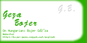 geza bojer business card